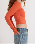 Organic Basics - Everyday Scoop Neck Long Sleeve Tee - Tangerine -