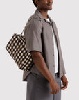 Baggu - Medium Nylon Bowler Bag - Blurred Gingham Brown -