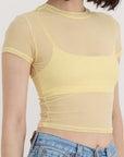 Organic Basics - Mesh Tee - Light Lemon -