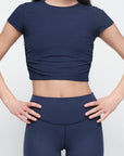 Organic Basics - Active Rib Ruched Tee - Night Sky -