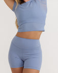 Organic Basics - Active Mesh Tee - Misty Blue -