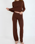 Organic Basics - Soft Knit Straight Leg Pants - Rich Brown -