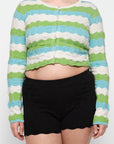 Organic Basics - Soft Knit Textured Cardigan - Juicy Apple Stripe -