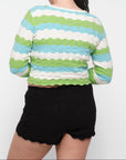 Organic Basics - Soft Knit Textured Cardigan - Juicy Apple Stripe -