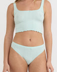 Organic Basics - Pointelle Thong - Soft Blue -