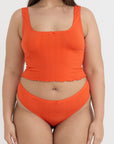Organic Basics - Pointelle Thong - Vibrant Red -