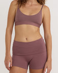 Organic Basics - Flex Foldover Shorts - Rose Wood -
