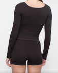 Organic Basics - Seamless Waffle Long Sleeve Tee - Black -