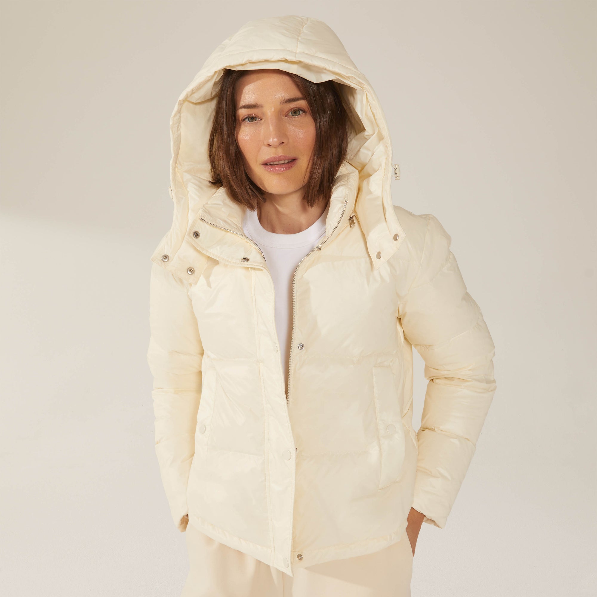 Italic - Adeline Hooded Down Puffer Jacket - Cream