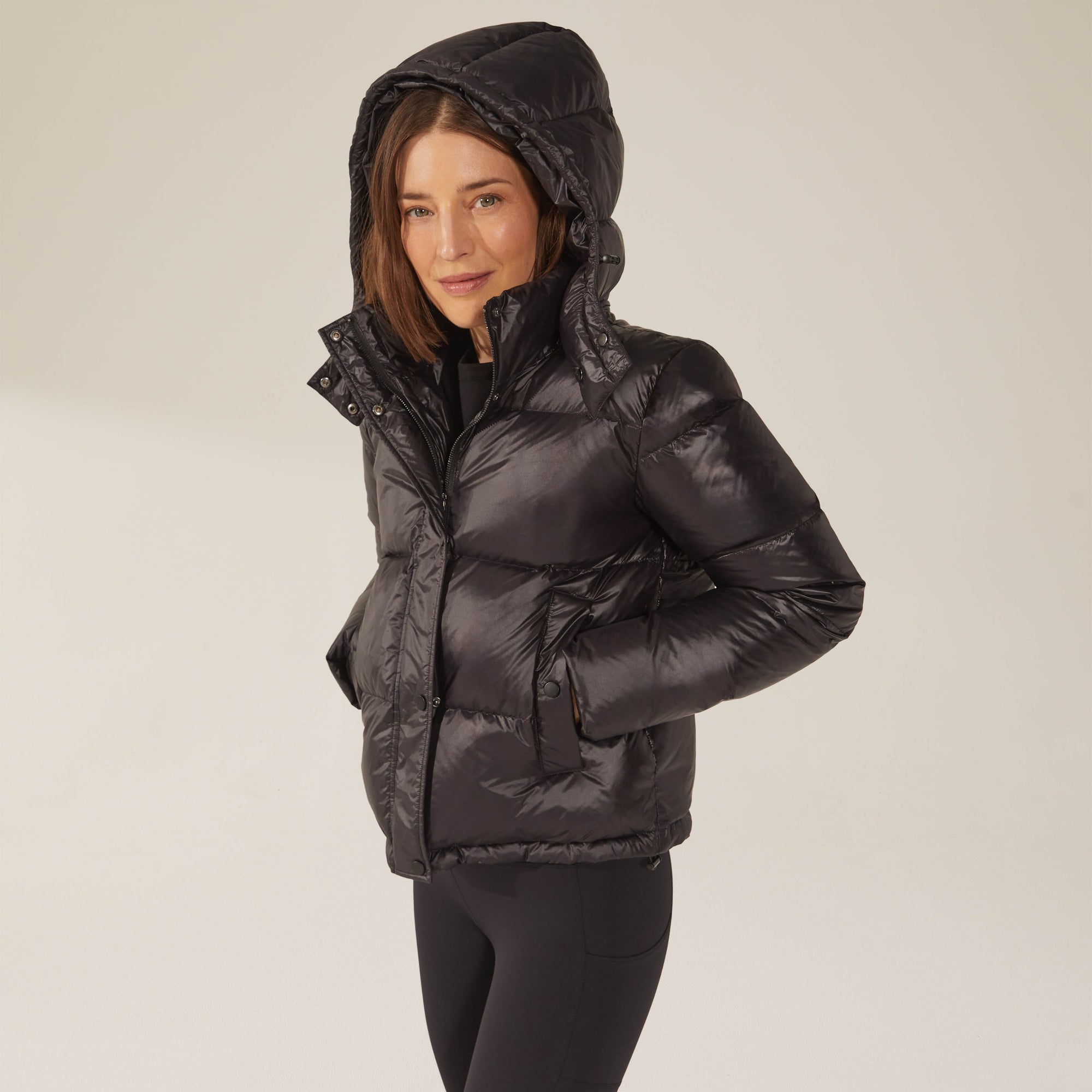 Italic - Adeline Hooded Down Puffer Jacket - Black