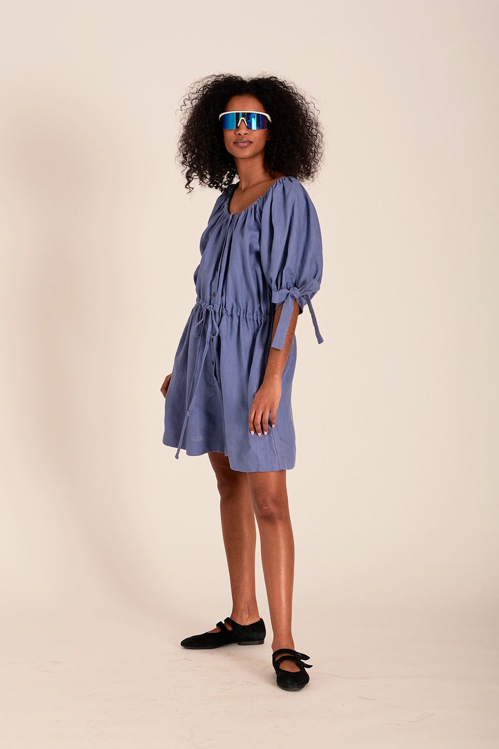 Eliza Faulkner - Ramona Playsuit - Blue Linen -