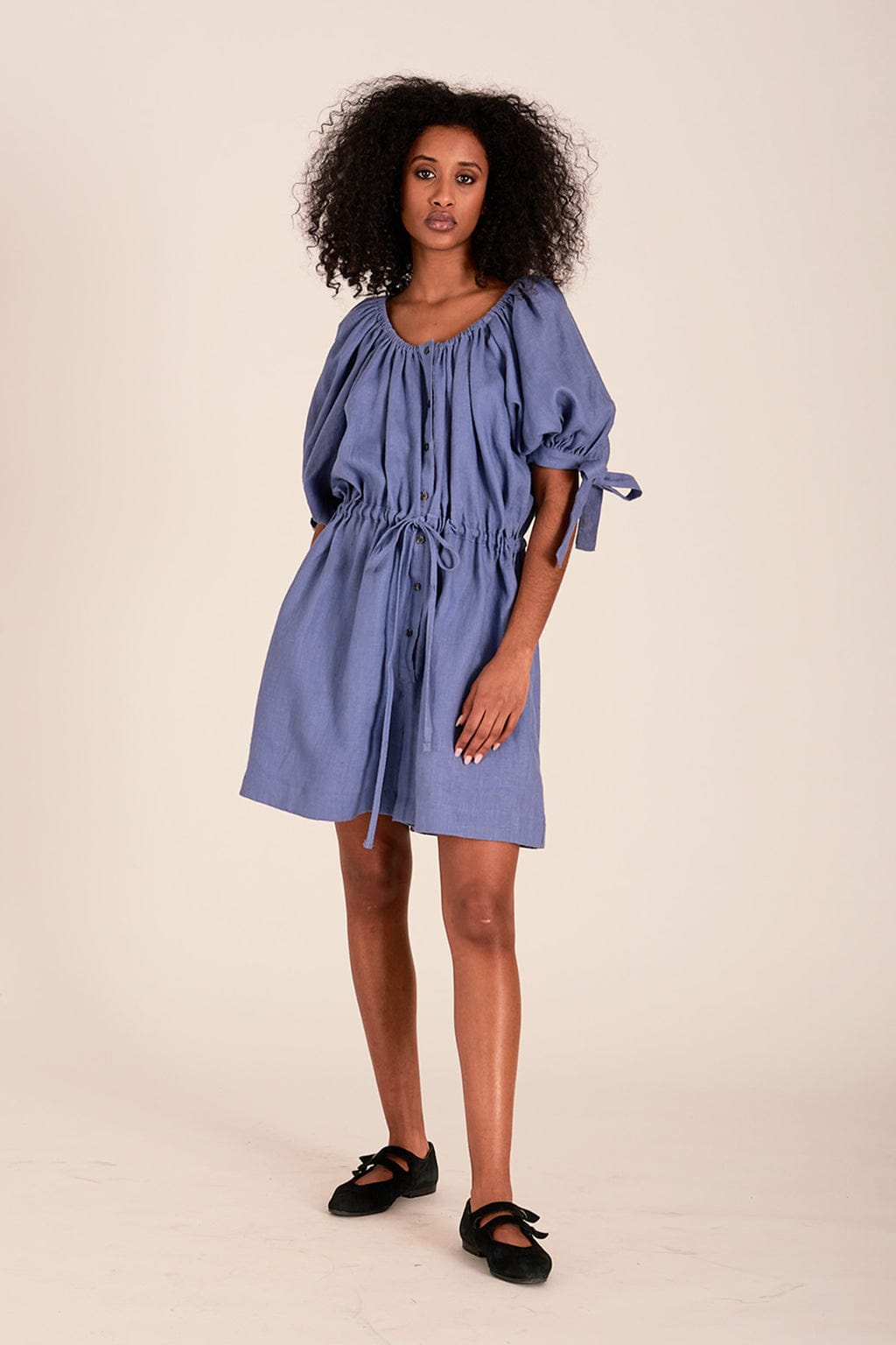 Eliza Faulkner - Ramona Playsuit - Blue Linen -