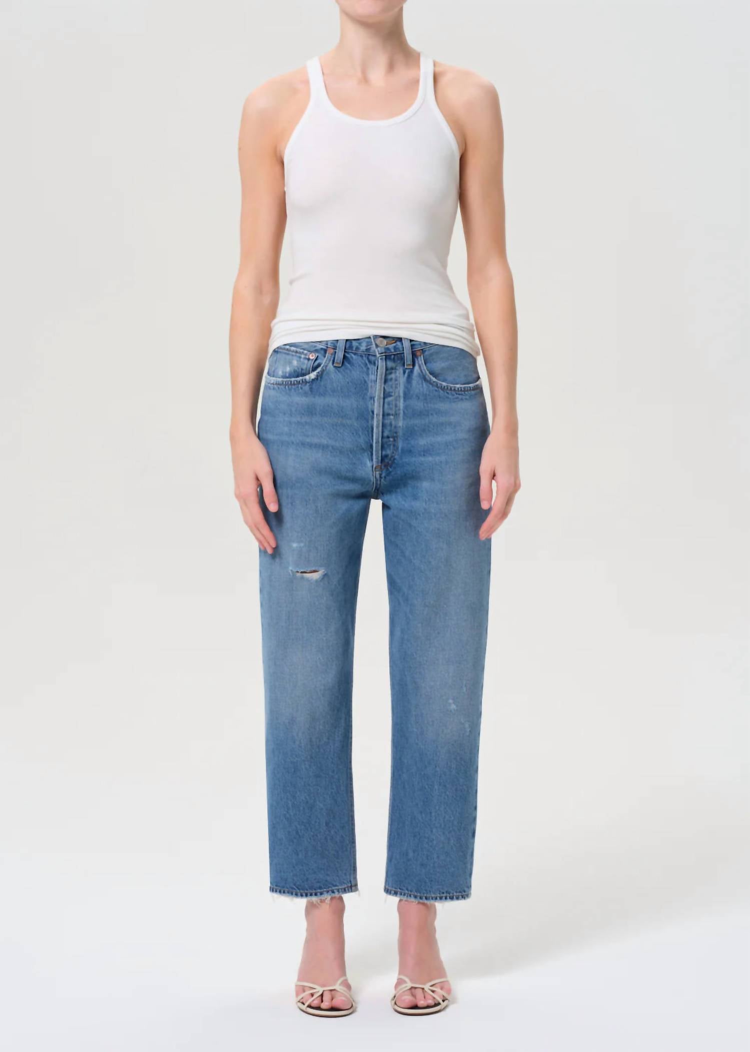 90's Crop Mid Rise Straight Jeans - Shrine