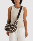 Baggu - Medium Nylon Crescent Bag - Blurred Gingham Brown -