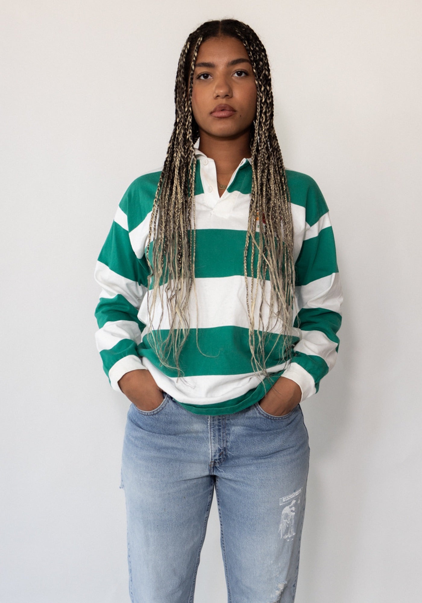 Teal Striped Rugby Tee