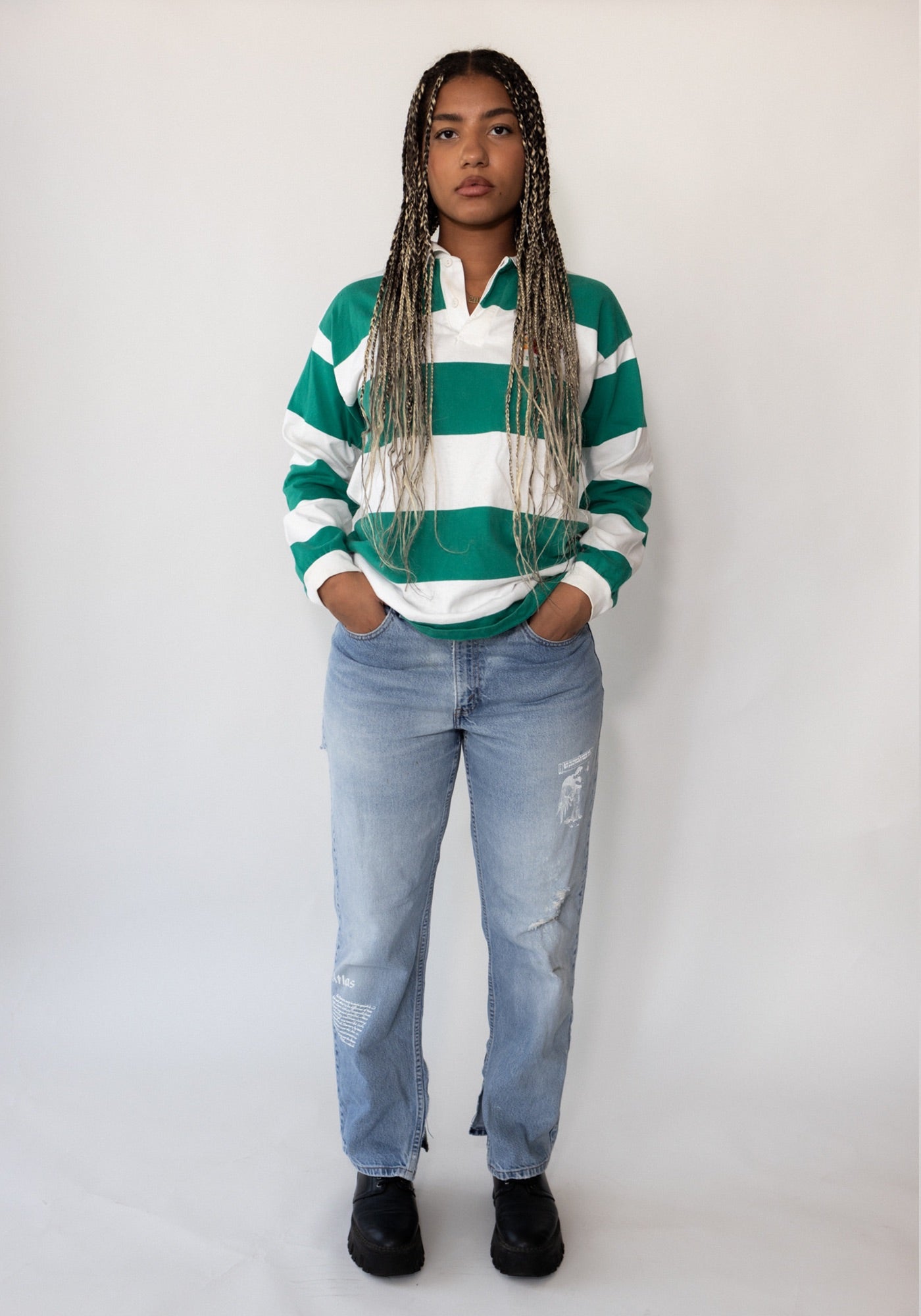 Teal Striped Rugby Tee