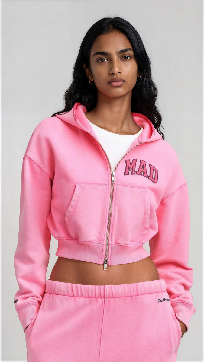 Madhappy x Gap - Sweatshirts - Full Zip Cropped Hoodie - Pink Madhappy x Gap - Sweatshirts - Full Zip Cropped Hoodie - Pink