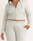 Organic Basics - Weekend Crop Zip Hoodie - Misty Grey Melange -
