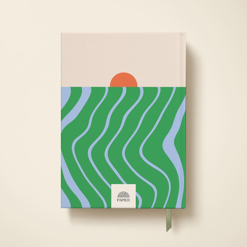 Beach Towel Hardcover Lined Notebook - Green