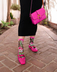 Sock Candy - English Rose Black Sheer Crew Sock -
