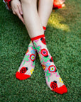 Sock Candy - Lucky Ladybug Sheer Crew Sock -