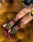 Sock Candy - English Rose Black Sheer Crew Sock -