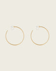 Aiori - Large Thin Hoop Clip On Earrings - Gold Rotating Invisible Resin -