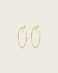 Aiori - Large Thin Hoop Clip On Earrings - Gold Rotating Invisible Resin -