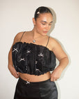 Lisa Says Gah - Jemma Bubble Top - Black Pink Bow -