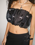Lisa Says Gah - Jemma Bubble Top - Black Pink Bow -