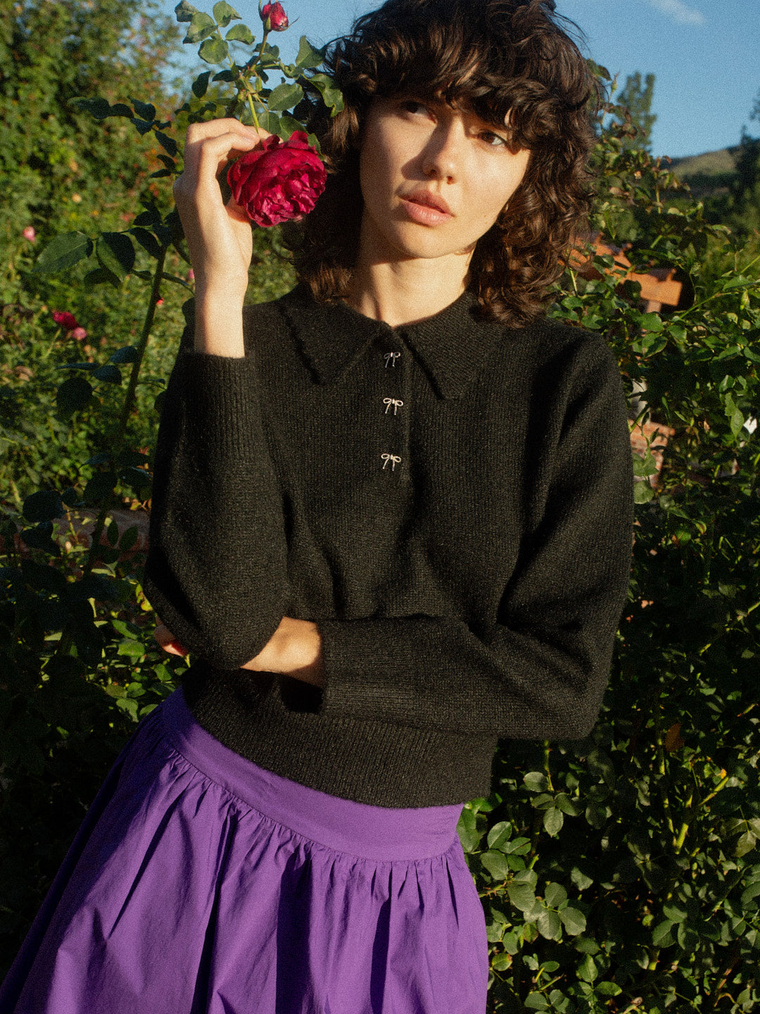 Lisa Says Gah - Sweaters - Posey Polo Sweater - Black – offe market