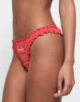 Organic Basics - Core Ruffled Thong Week-Pack - Seafoam / Fairy Pink / Dragon Red / Soft Vanilla / Black -