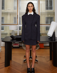SAEMDI - NAVY PINSTRIPE SKIRT -