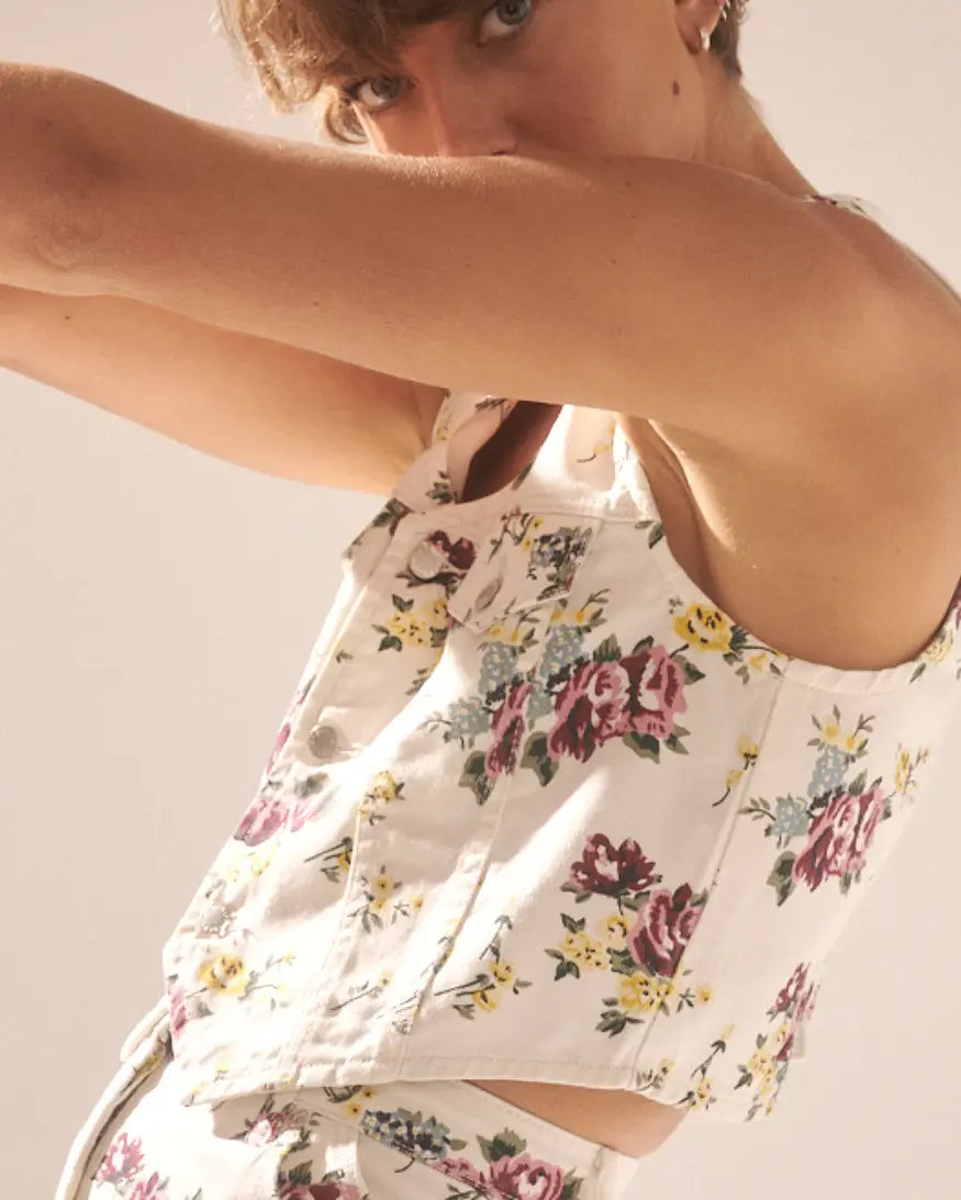 Morgan Vest Floral - Cream