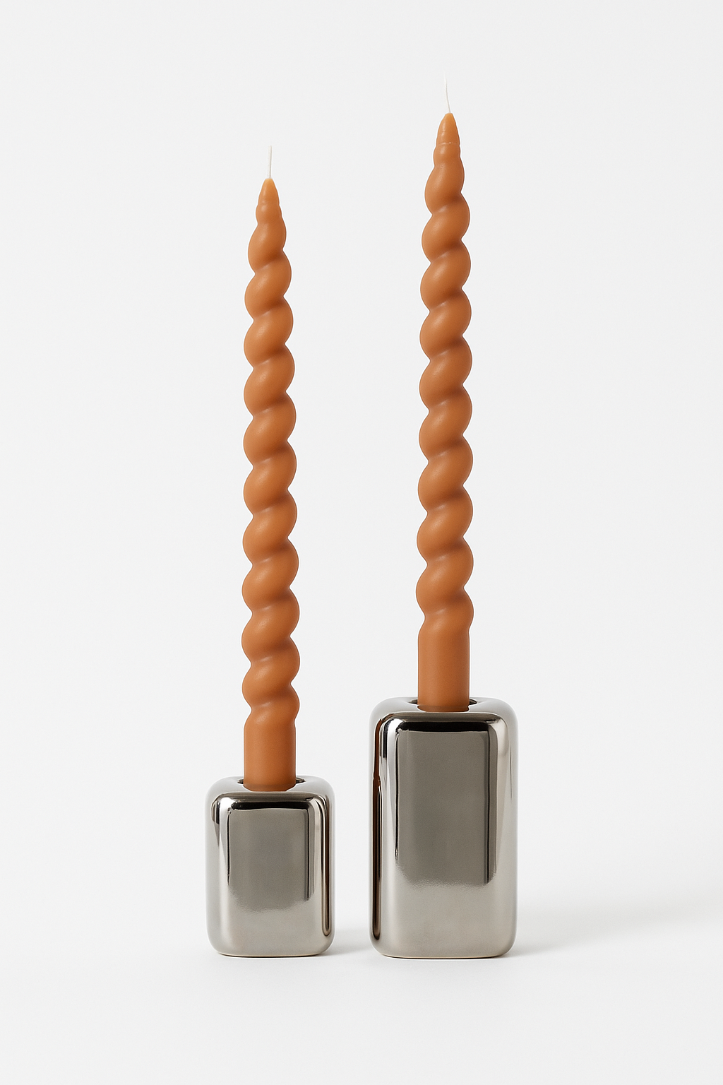 Stoneware Taper Holders - Chrome