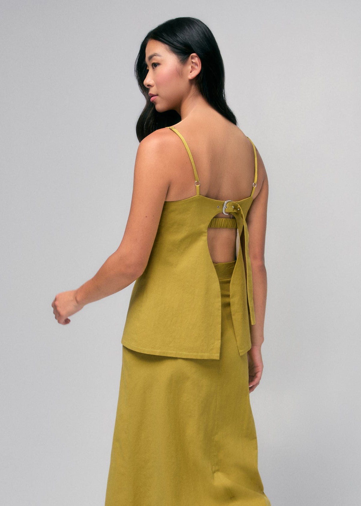 Belted A-Line Skirt - Green