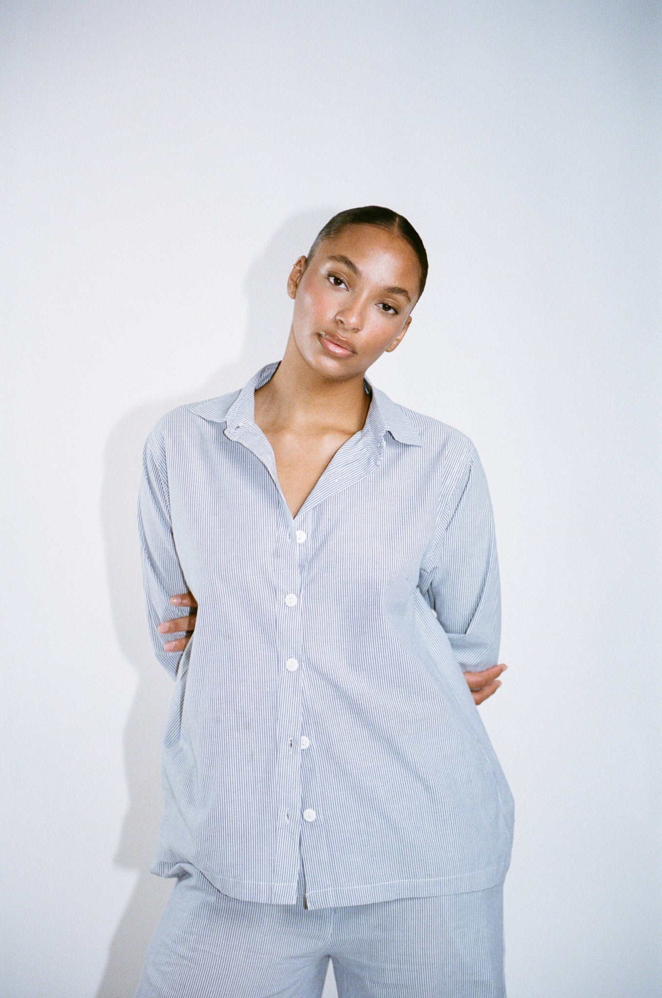 Wildflo Studio - Button Down Shirt Ocean Blue Stripe -