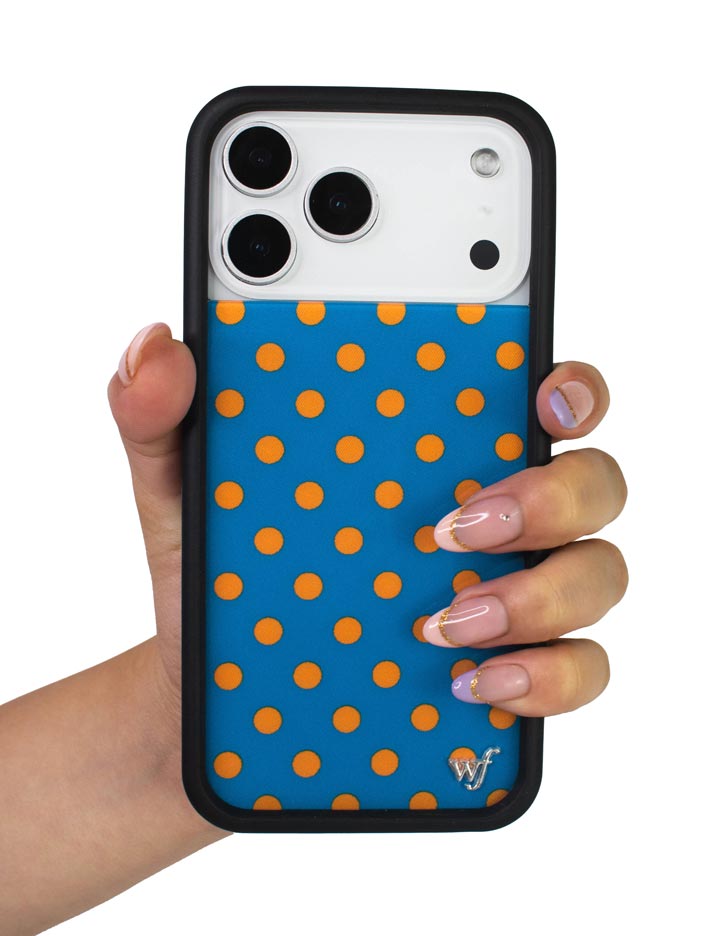 Hand Pic Image 01 Polka Dot Blue and Orange iPhone Case