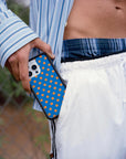 Lifestyle Image 01 Polka Dot Blue and Orange Samsung Galaxy Case