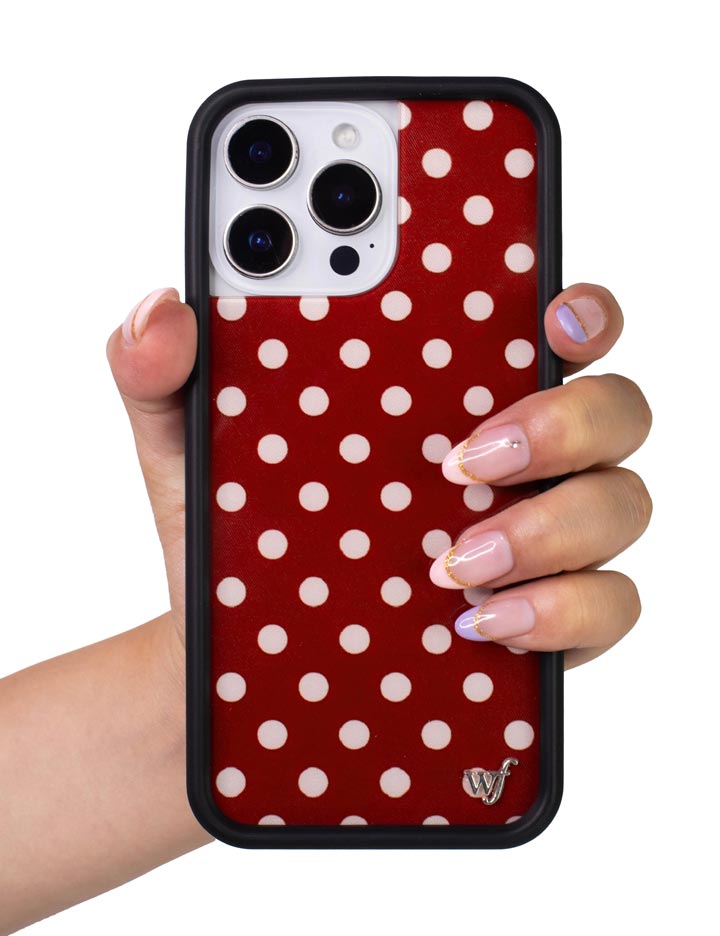 Hand Pic Image 01 Polka Dot Burgundy and Cream iPhone Case