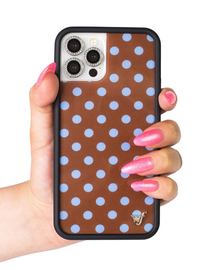 Hand Pic Image 01 Polka Dots Brown and Blue iPhone Case