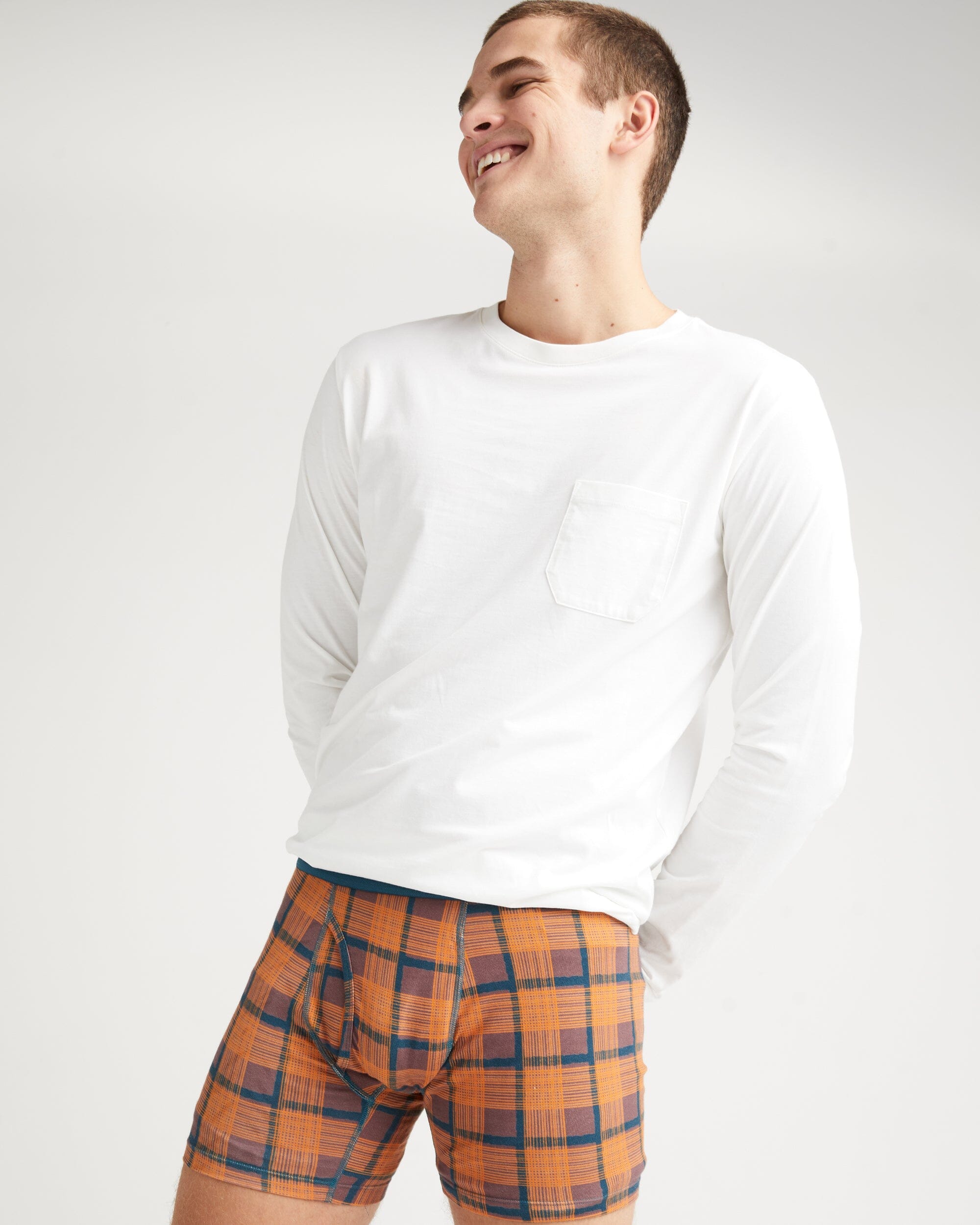 Andie Swim - Mens Pima Long Sleeve Pocket Tee - Pima Cotton Jersey - White - WHITE