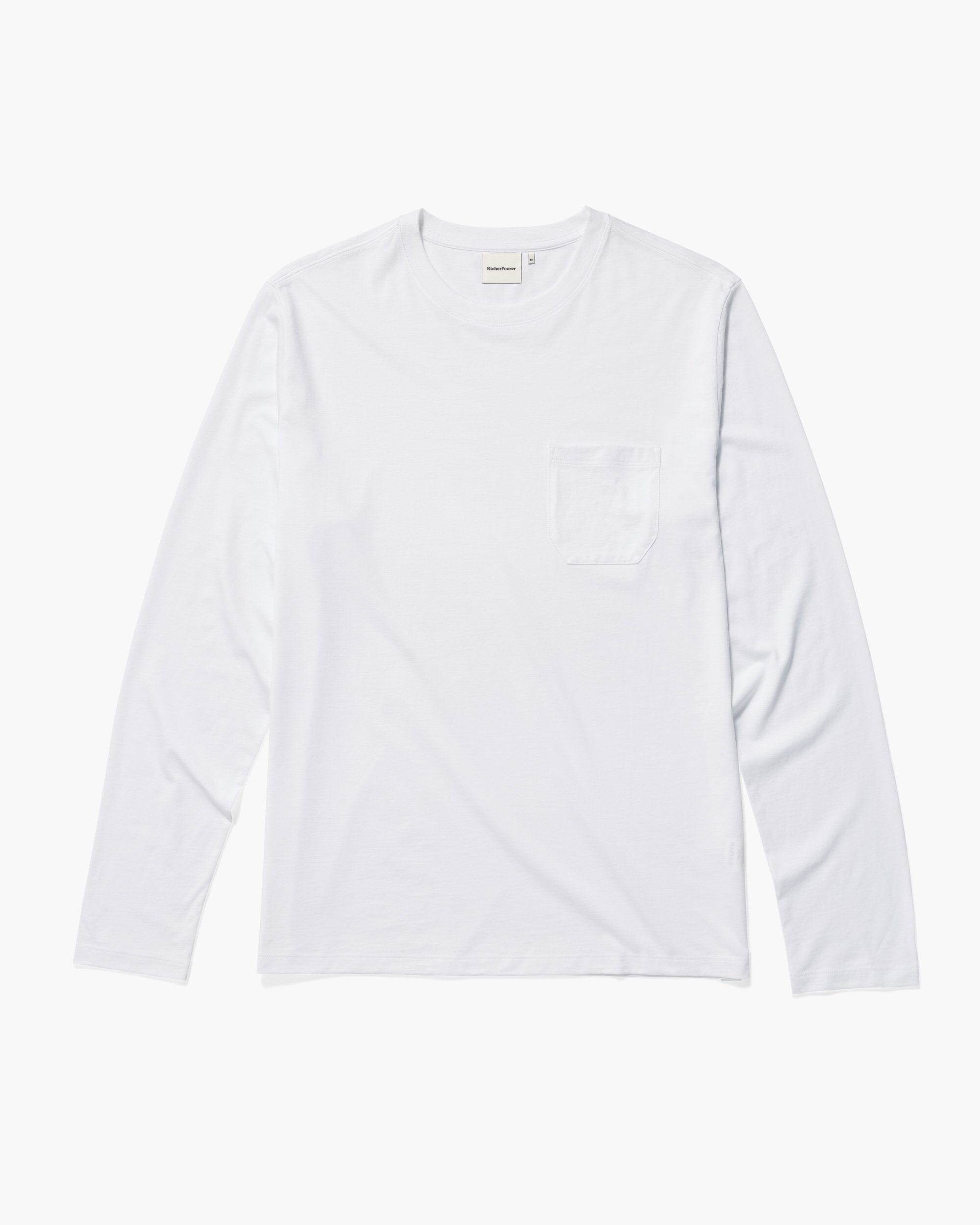 Andie Swim - Mens Pima Long Sleeve Pocket Tee - Pima Cotton Jersey - White -