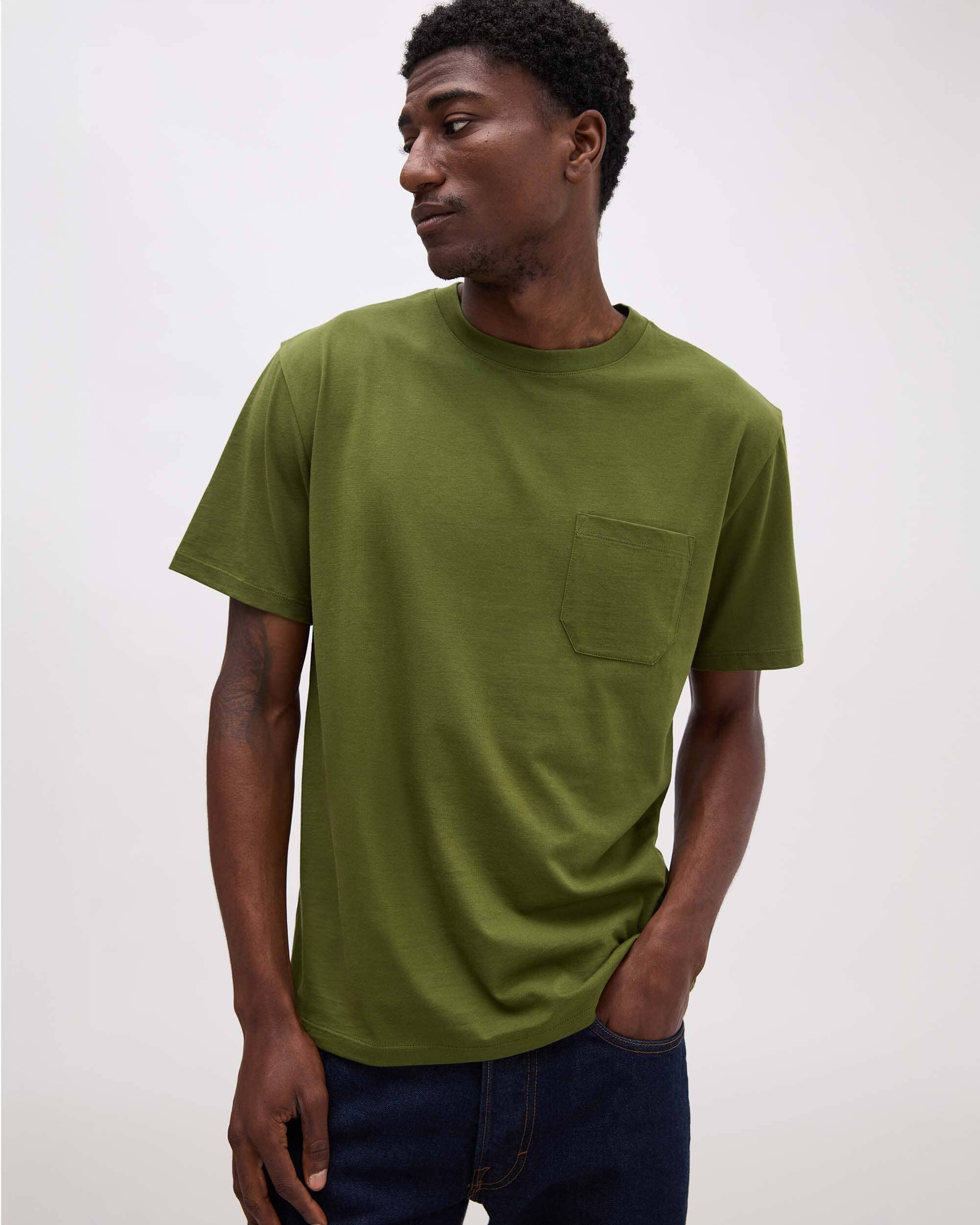 Andie Swim - Mens Pima Pocket Tee - Pima Cotton Jersey - Cypress -