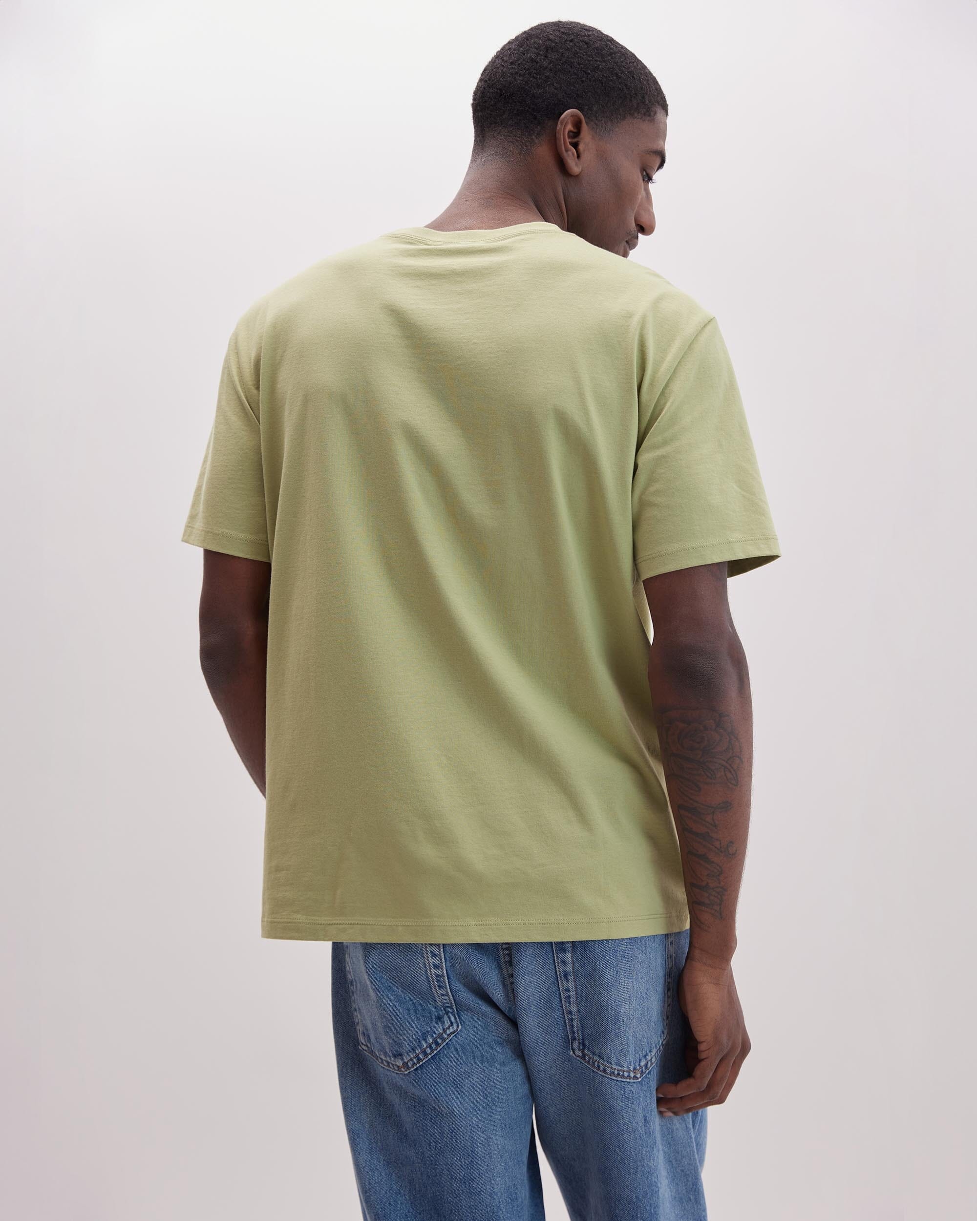 Andie Swim - Mens Pima Pocket Tee - Pima Cotton Jersey - Green Ground -