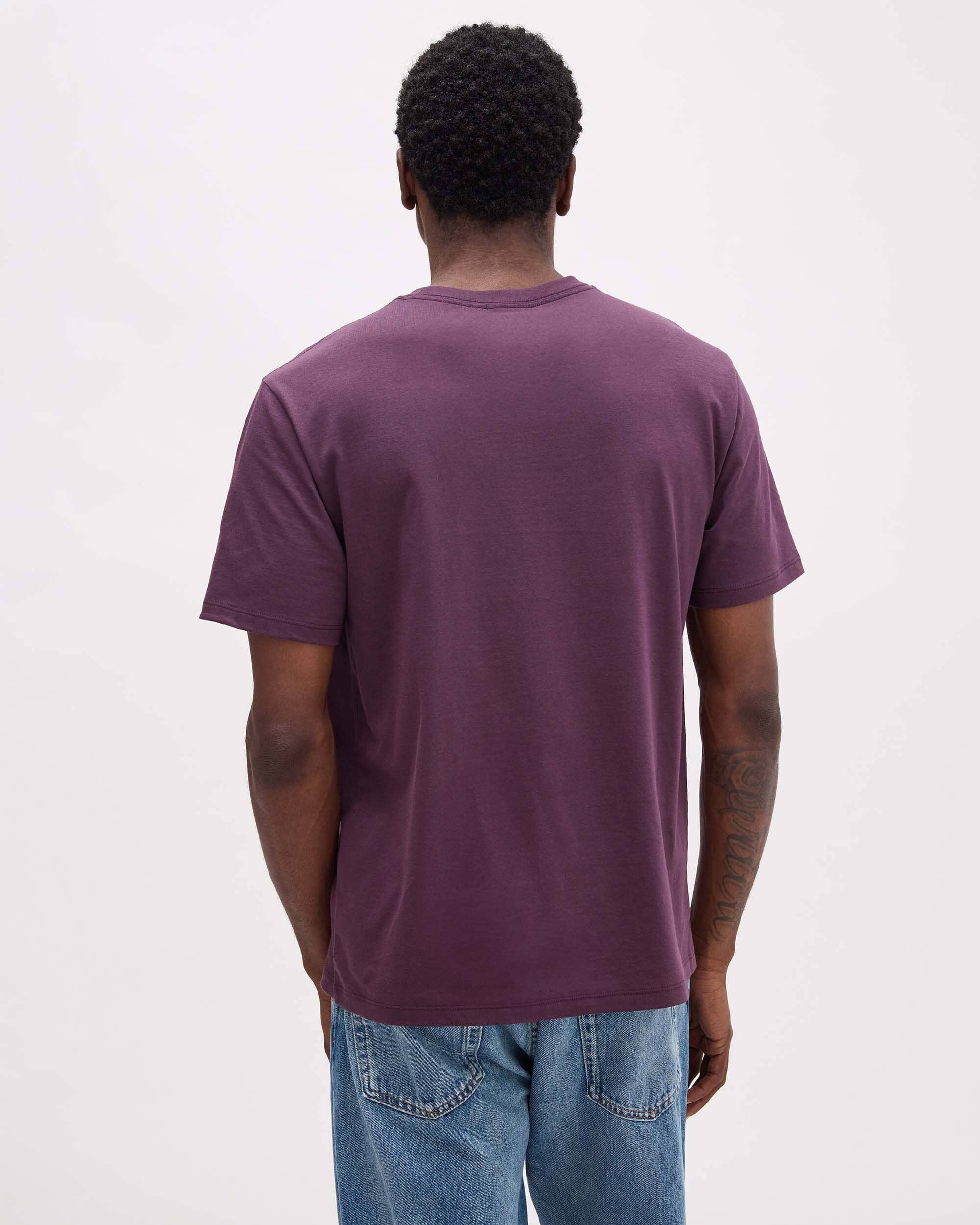 Andie Swim - Mens Pima Pocket Tee - Pima Cotton Jersey - Plum Wine -