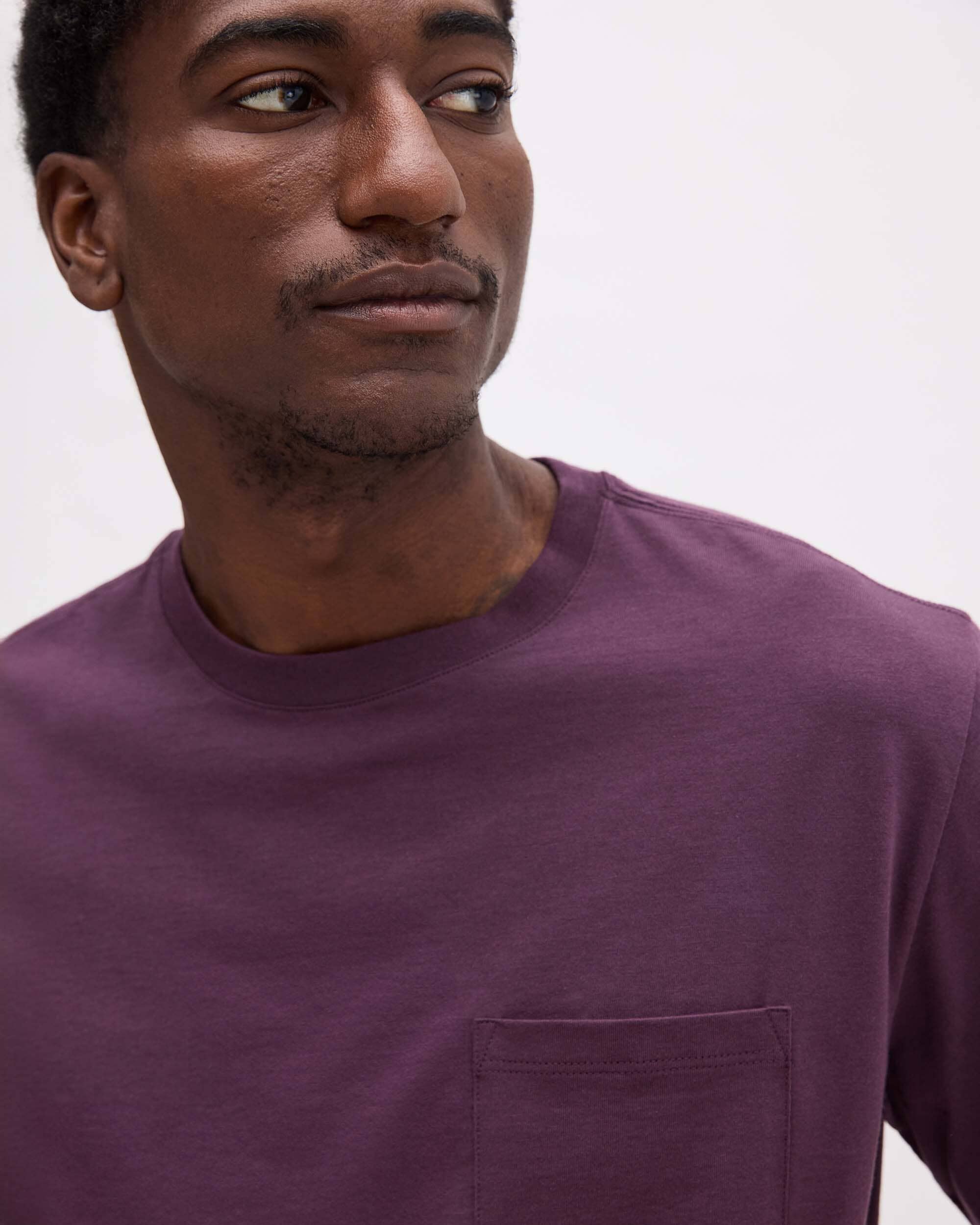 Andie Swim - Mens Pima Pocket Tee - Pima Cotton Jersey - Plum Wine - PLUM WINE