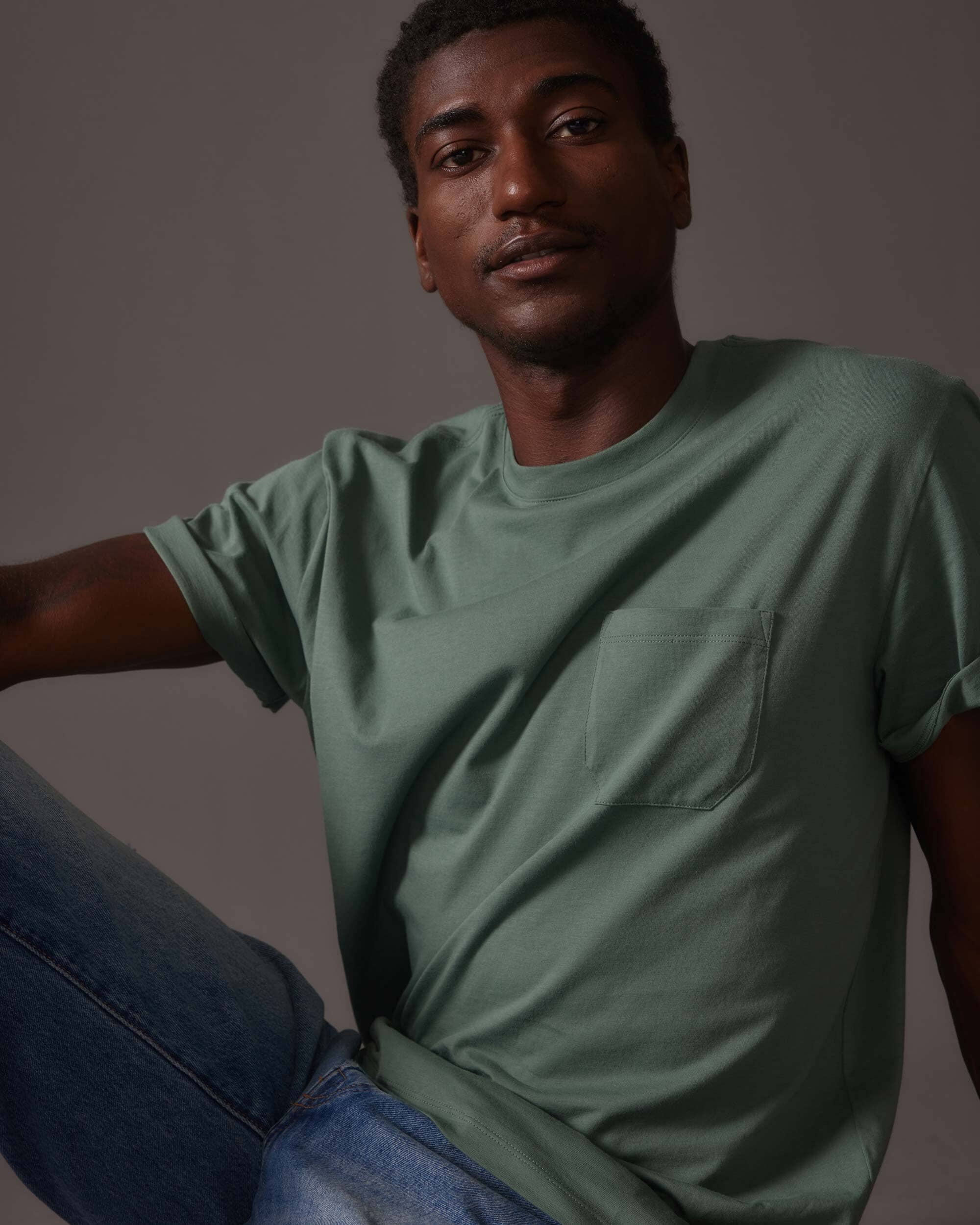 Andie Swim - Mens Pima Pocket Tee - Pima Cotton Jersey - Sage Leaf - SAGE LEAF