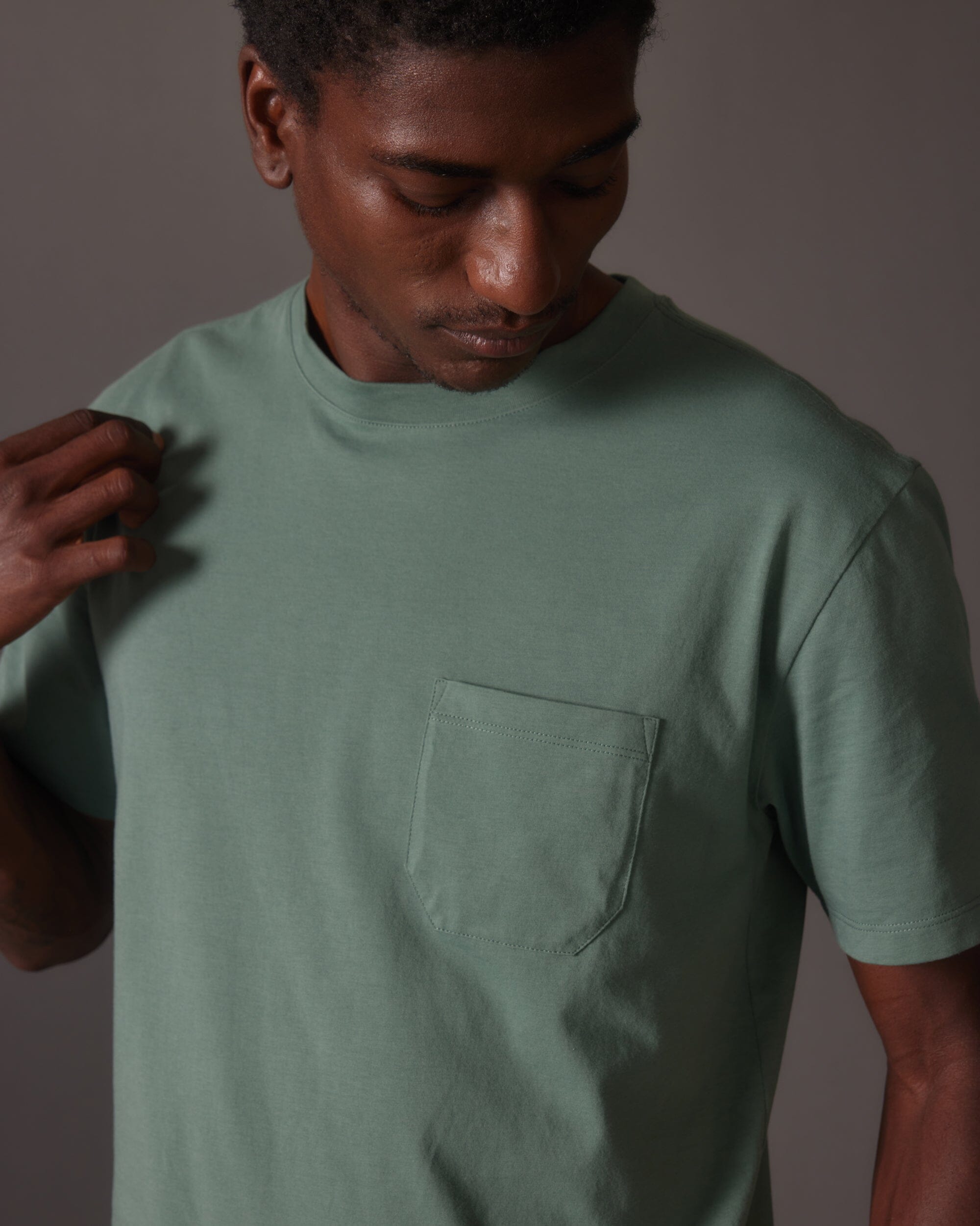 Andie Swim - Mens Pima Pocket Tee - Pima Cotton Jersey - Sage Leaf -