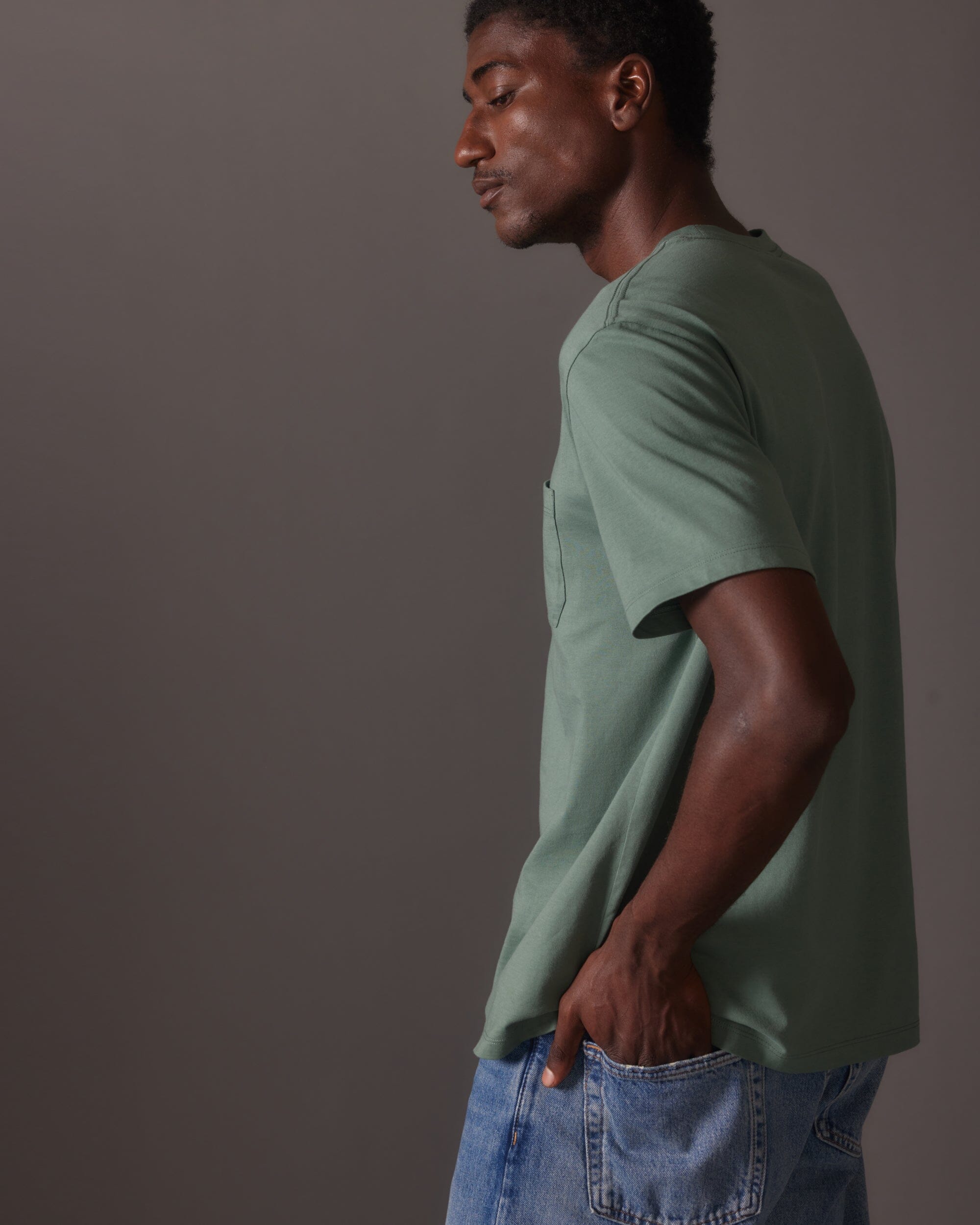 Andie Swim - Mens Pima Pocket Tee - Pima Cotton Jersey - Sage Leaf -